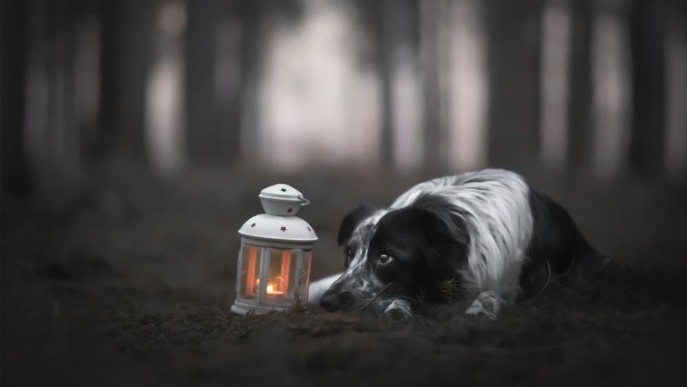 Magical Forest Moment with Border Collie wallpaper