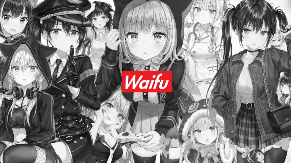 Monochrome Marvels Uniting Anime Beauties wallpaper