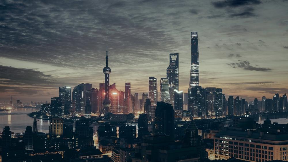 Shanghai Skyline at Dusk wallpaper