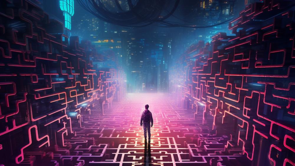Neon Maze in a Futuristic World wallpaper
