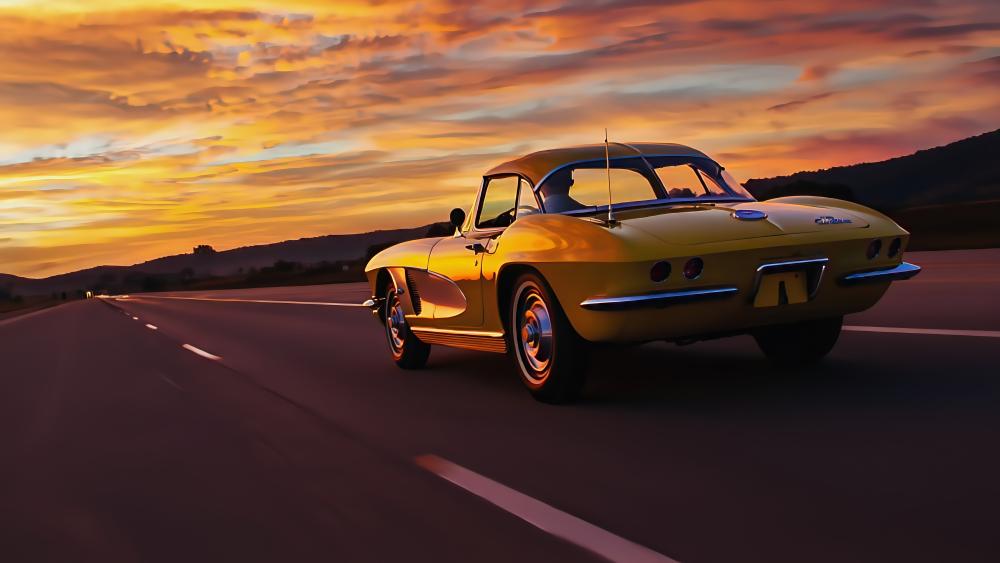 Sunset Drive with Classic Sport Elegance wallpaper
