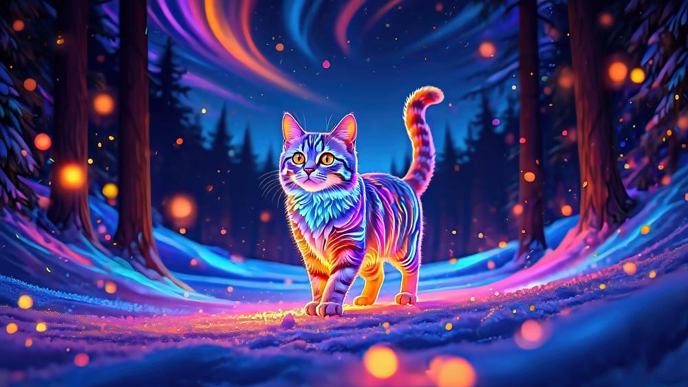 Rainbow Enchanted Forest Kitty Adventure wallpaper