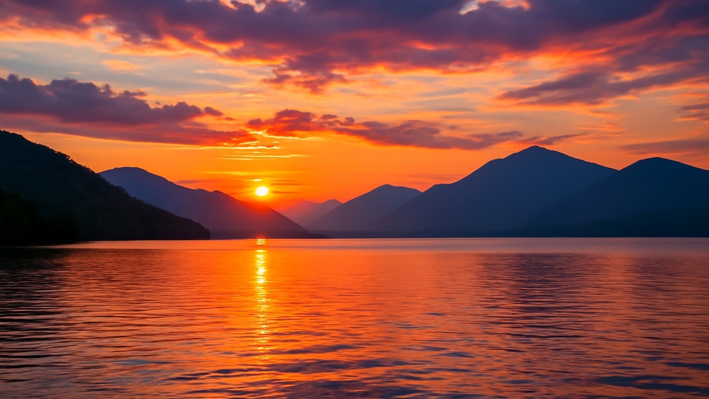 Sunset Reflections Over Tranquil Waters wallpaper
