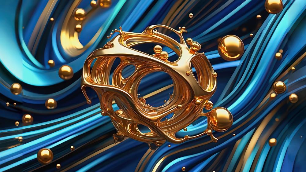 Golden Fractal Elegance in Motion wallpaper