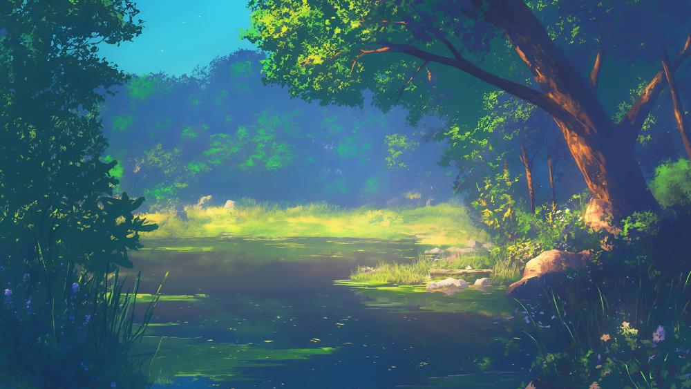 Forest Tranquility Dreamscape Anime Art wallpaper