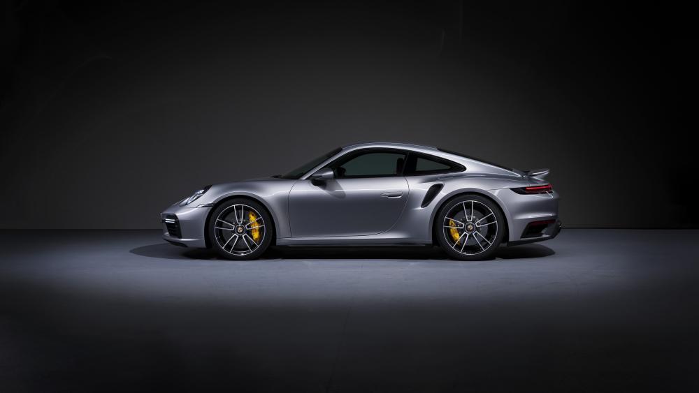 Sleek Silver Porsche 911 Turbo S in 4K wallpaper