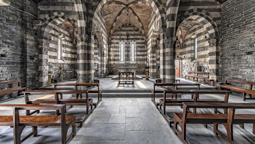 Majestic Gothic Cathedral Hall Interior in High Resolution 5k wallpaper