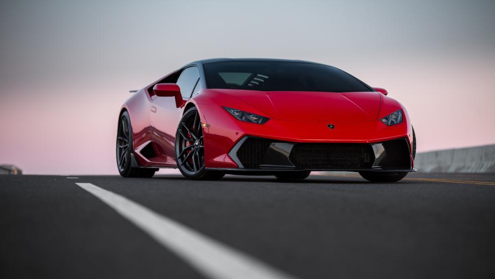 Lamborghini Huracan on Open Road at Dusk wallpaper