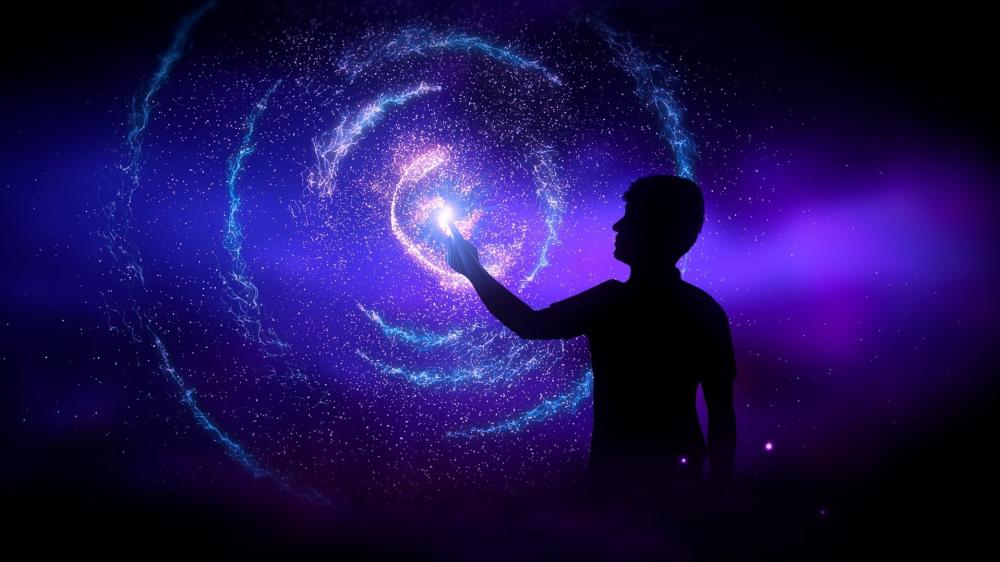Magic Touch A Silhouette in Cosmic Whirl wallpaper