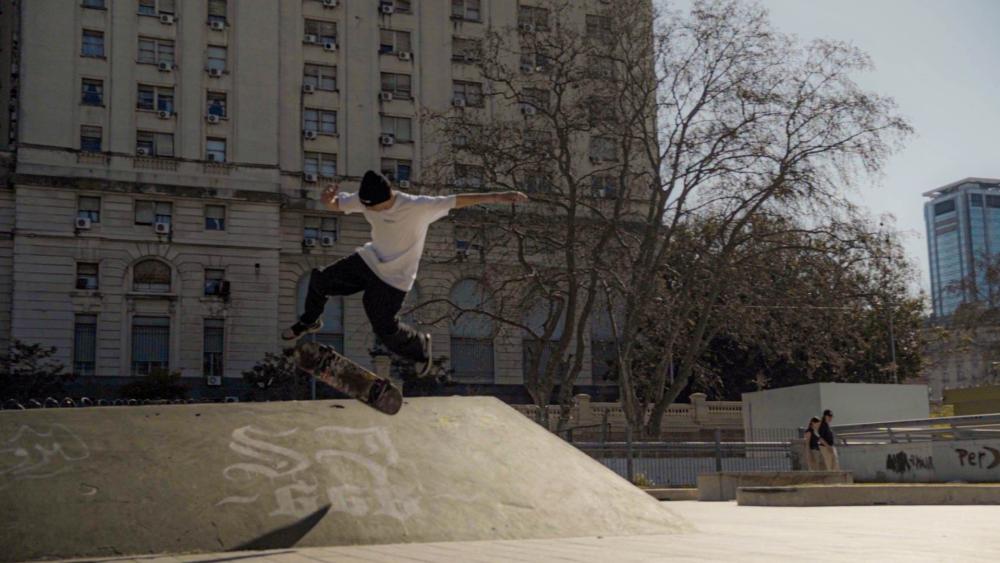 Kickflip Adventure in Urban Skate Haven wallpaper