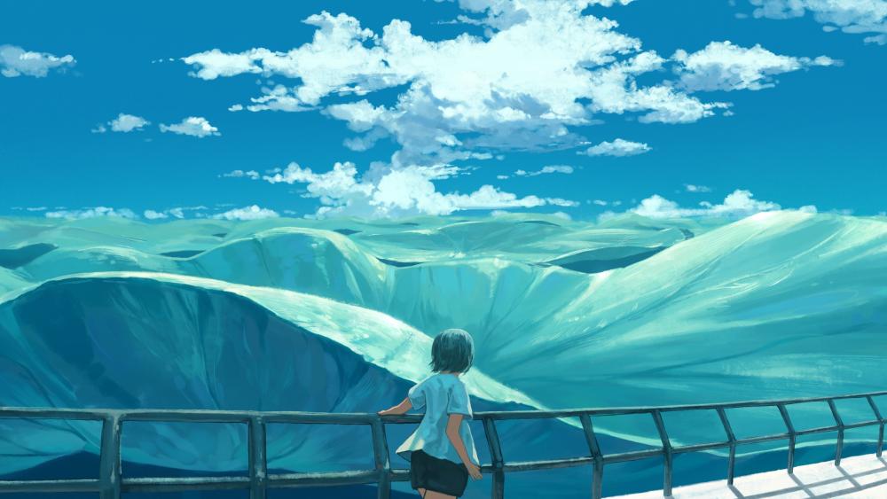 Blue Horizons in Anime Landscape wallpaper