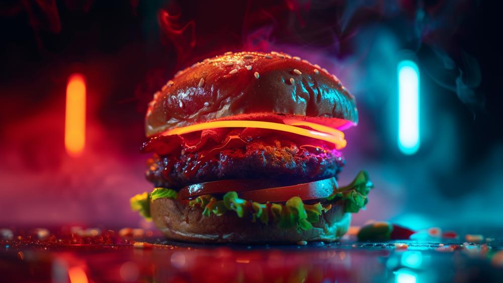 Neon Glow Cheeseburger: A Digital Feast for the Eyes wallpaper