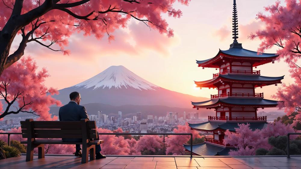 Blossoms and Serenity in Tokyo wallpaper