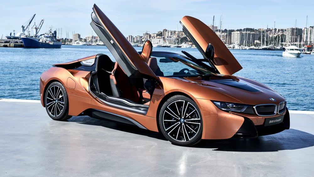 BMW i8 Roadster by the Waterfront wallpaper