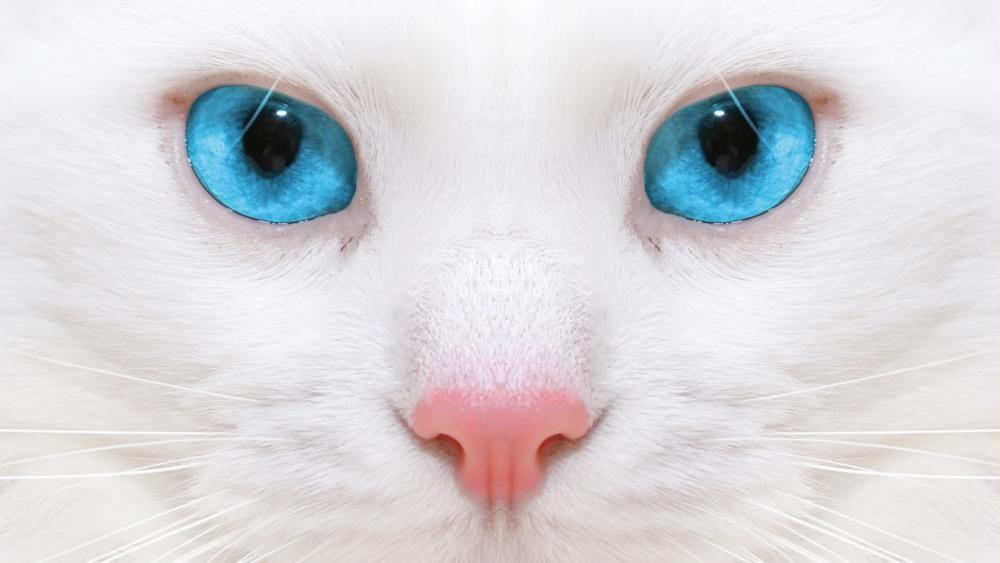 Mystical Gaze of a White Feline wallpaper