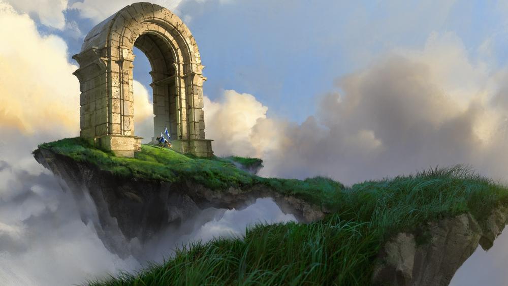 Floating Island of Enchanted Dreams wallpaper