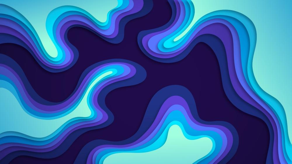Wavy Symphony of Cyan and Lila wallpaper
