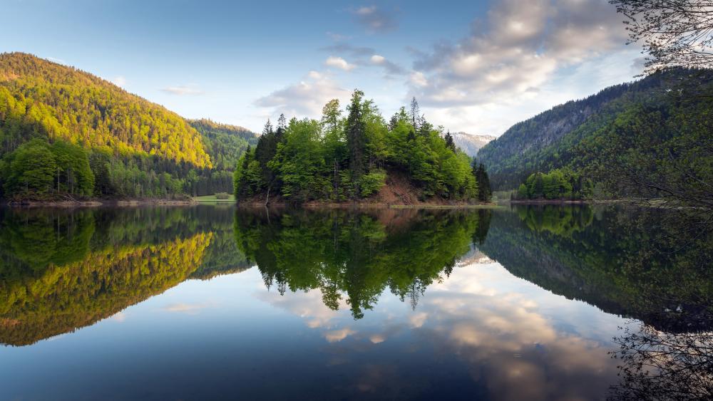 Serenity of Vidraru Lake's Reflections wallpaper