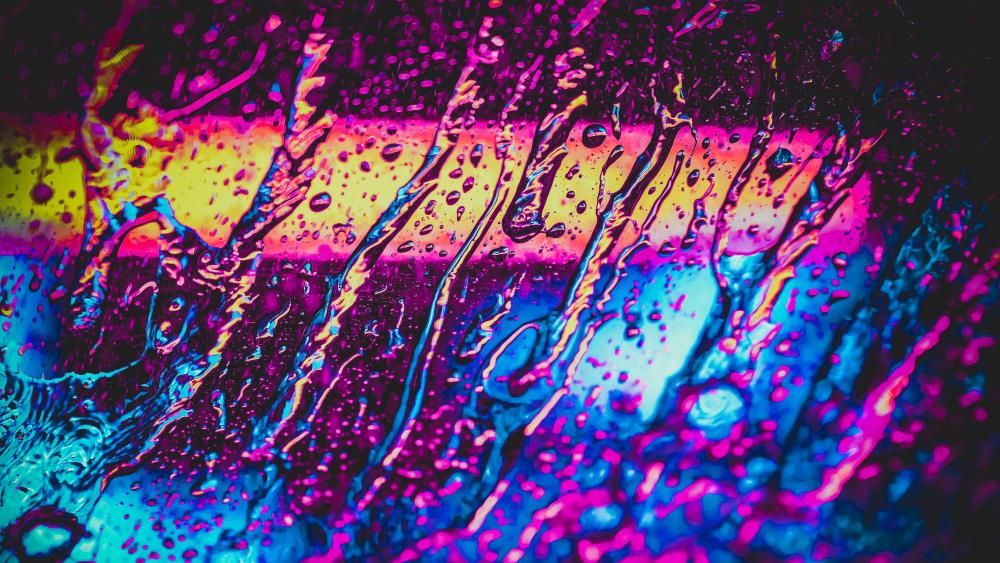 Neon Rain Symphony: Abstract Elegance in 4K wallpaper