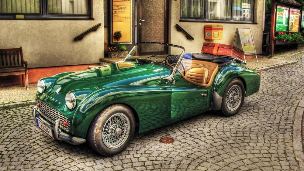 Vintage Elegance on Cobblestone Streets wallpaper