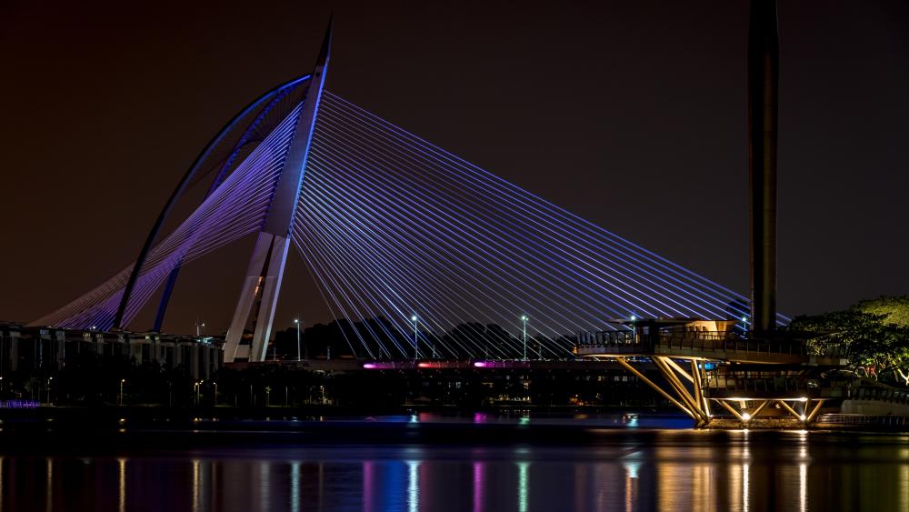 Seri Wawasan Bridge Illuminated at Night wallpaper