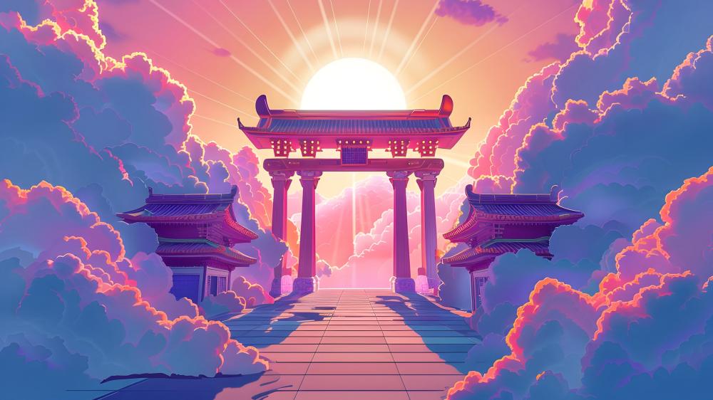 Heavenly Pathway Through the Torii Gate wallpaper