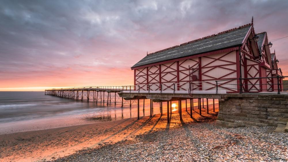 Tranquil Sunset Over Saltburn Pier wallpaper