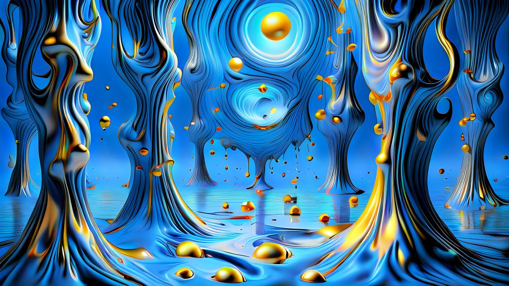 Mesmerizing Blue Liquid Forest wallpaper