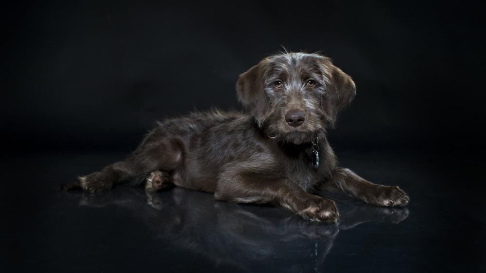 Black Dog Portrait Elegance and Poise wallpaper