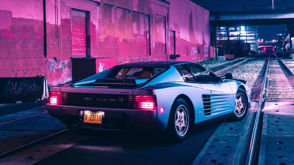 Retro Night Cruise with Ferrari 512 TR Vision wallpaper
