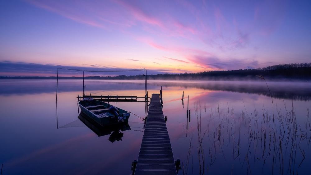 Purple Serenity at Sunset Lake wallpaper