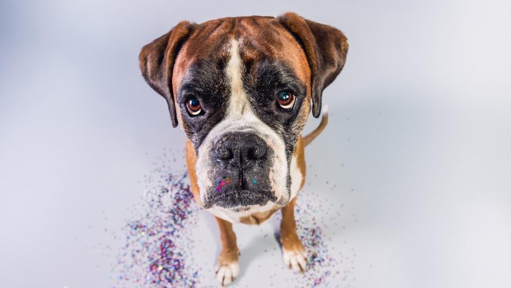 Glittering Boxer Dog Magic wallpaper