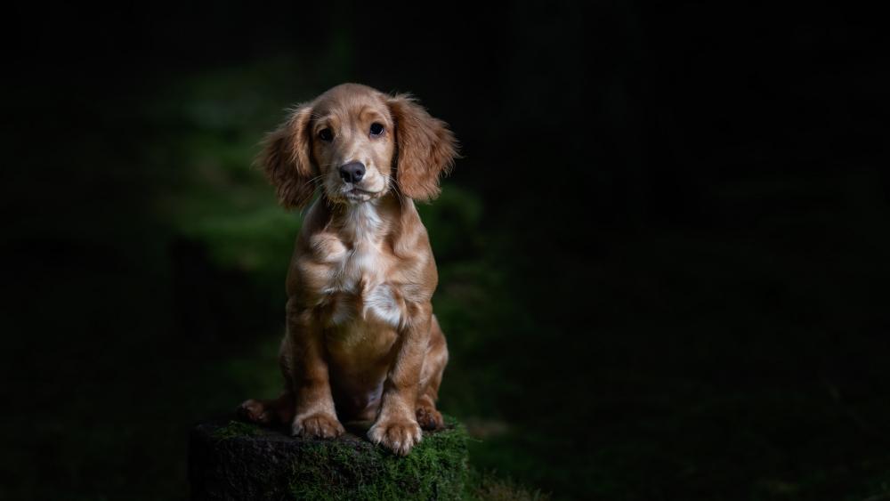 English Cocker Spaniel in Serene Forest Setting wallpaper