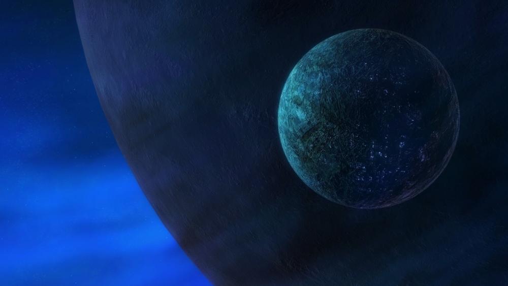 Blue Planet in Cosmic Serenity wallpaper