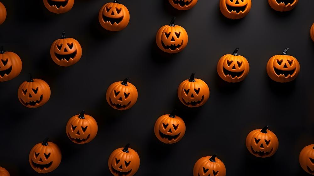 Halloween Pumpkins Pattern: A Festive Display in 5K wallpaper
