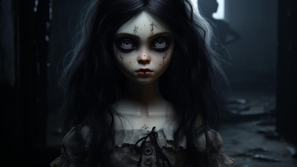 Gothic Doll in a Dark Realm wallpaper