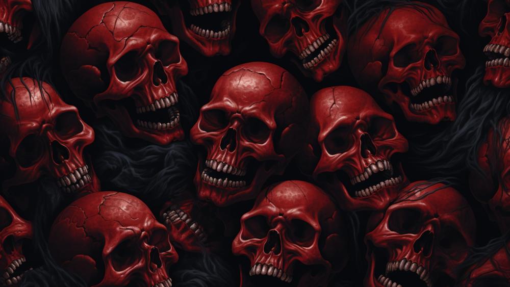 Red Skulls of Horror and Death wallpaper