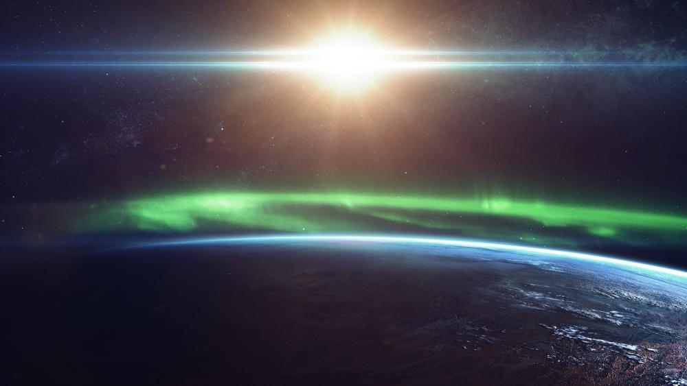 Ethereal Auroras Over Earth's Horizon wallpaper