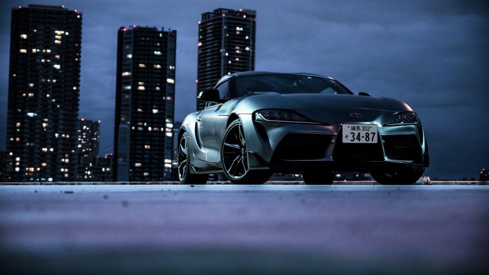 Toyota GR Supra at Night in the City wallpaper