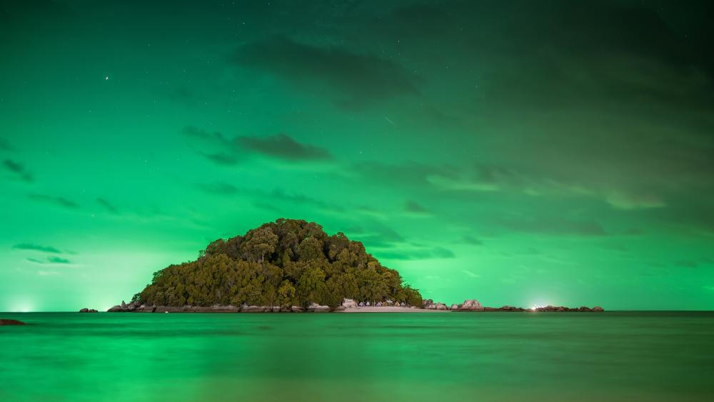 Enchanted Night at Pangkor Island's Green Sea wallpaper