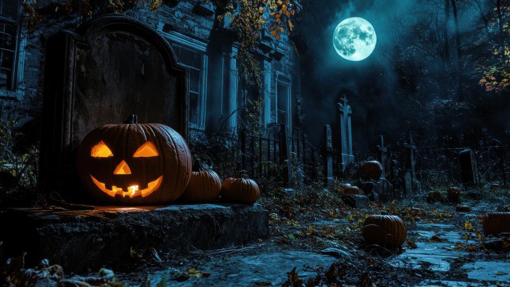 Halloween Night in a Haunted Graveyard wallpaper