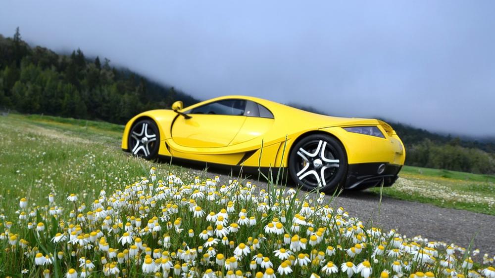 Yellow GTA Spano Elegance in Nature wallpaper