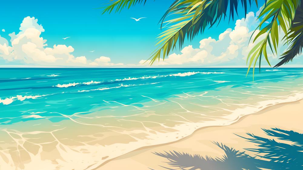Beachside Bliss Anime Summer Paradise wallpaper