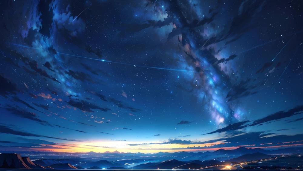 Anime Night Sky Dreamscape wallpaper
