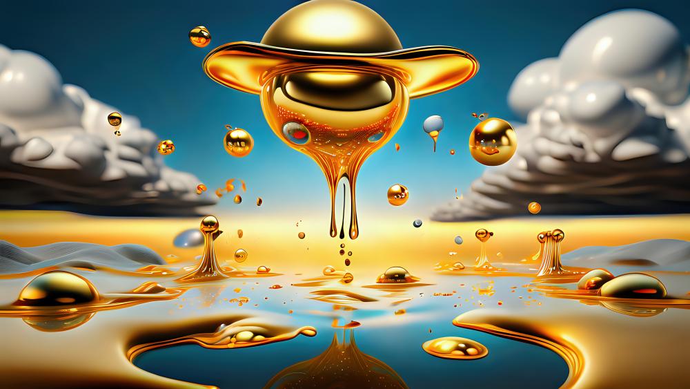 Golden Liquid Cosmos Unleashed in Dreams wallpaper
