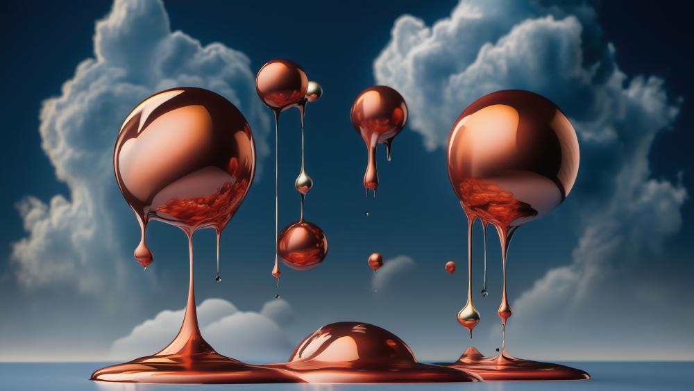 Melting Copper Spheres wallpaper