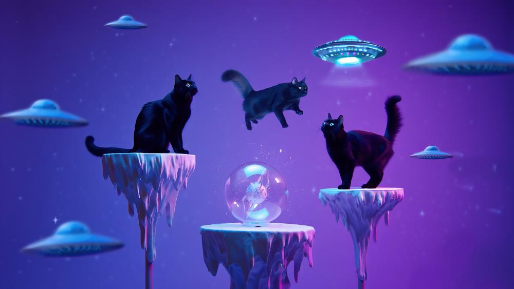 Galactic Feline Adventures Unleashed wallpaper