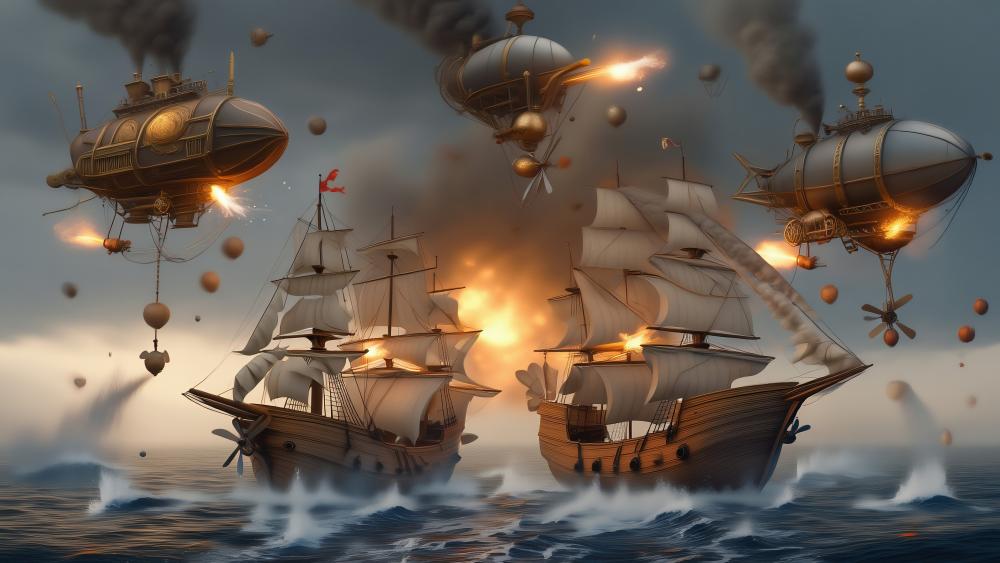 Crazy War of Airships and Sailing Vessels wallpaper