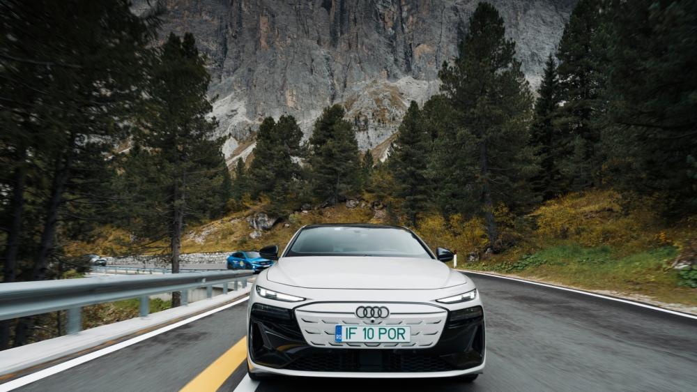 Sleek Audi Sports Car on Mountain Road wallpaper