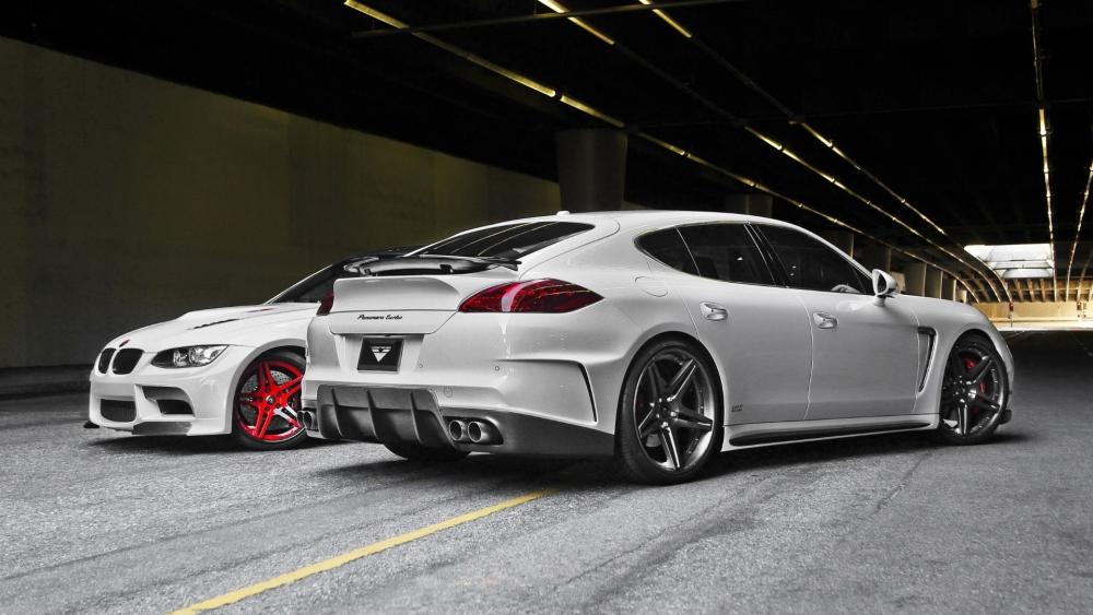 White Speedsters in Urban Tunnel wallpaper